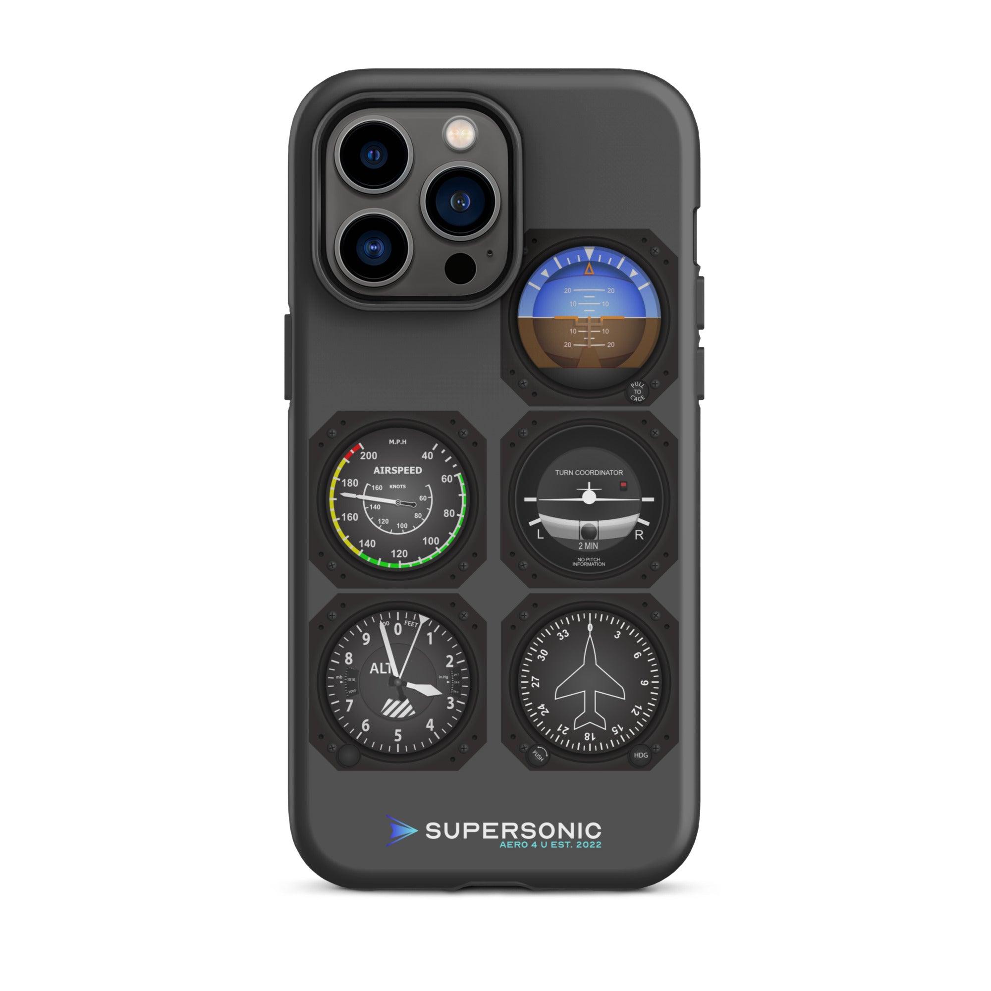 Aviation FIRST CLASS iPhone Schutzhülle - Flight Instruments Edition | Premium Aviation Case iPhone 14 Pro Max für Piloten, Crews, Kinder & Planespotter made by SUPERSONIC aero 4U