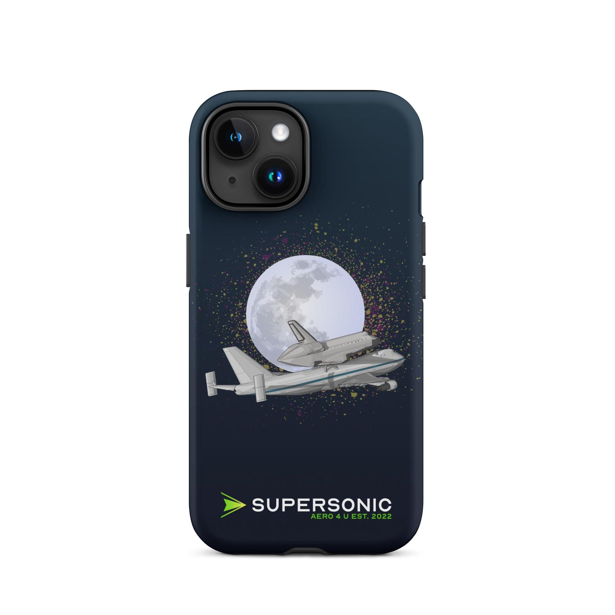 Aviation FIRST CLASS iPhone Hülle - Boeing 747 NASA - Space Shuttle Edition iPhone 15 für Piloten, Crews, Kinder & Planespotter made by SUPERSONIC aero 4U