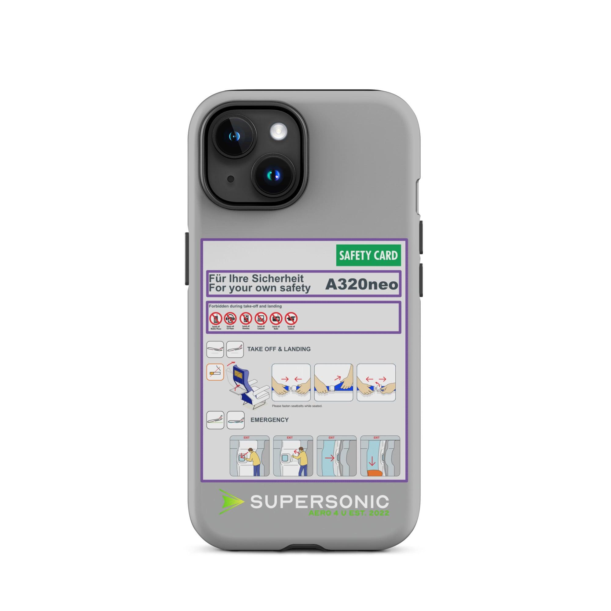 Aviation FIRST CLASS iPhone Hülle - Safety Card Edition | Aviation Safety Case iPhone 15 für Piloten, Crews, Kinder & Planespotter made by SUPERSONIC aero 4U