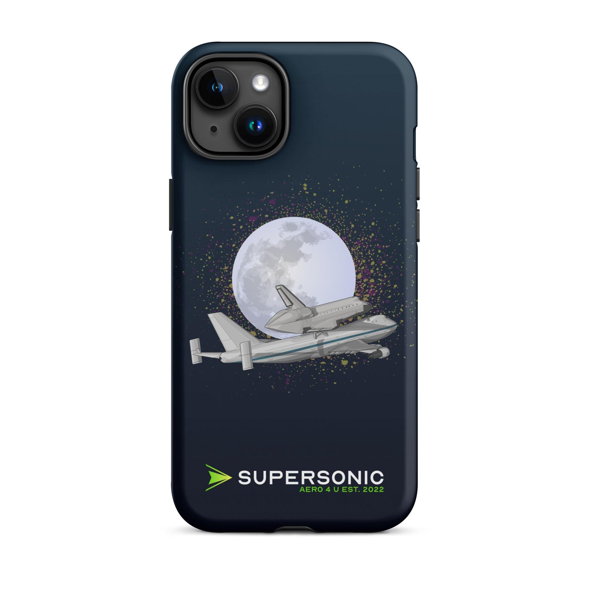 Aviation FIRST CLASS iPhone Hülle - Boeing 747 NASA - Space Shuttle Edition iPhone 15 Plus für Piloten, Crews, Kinder & Planespotter made by SUPERSONIC aero 4U