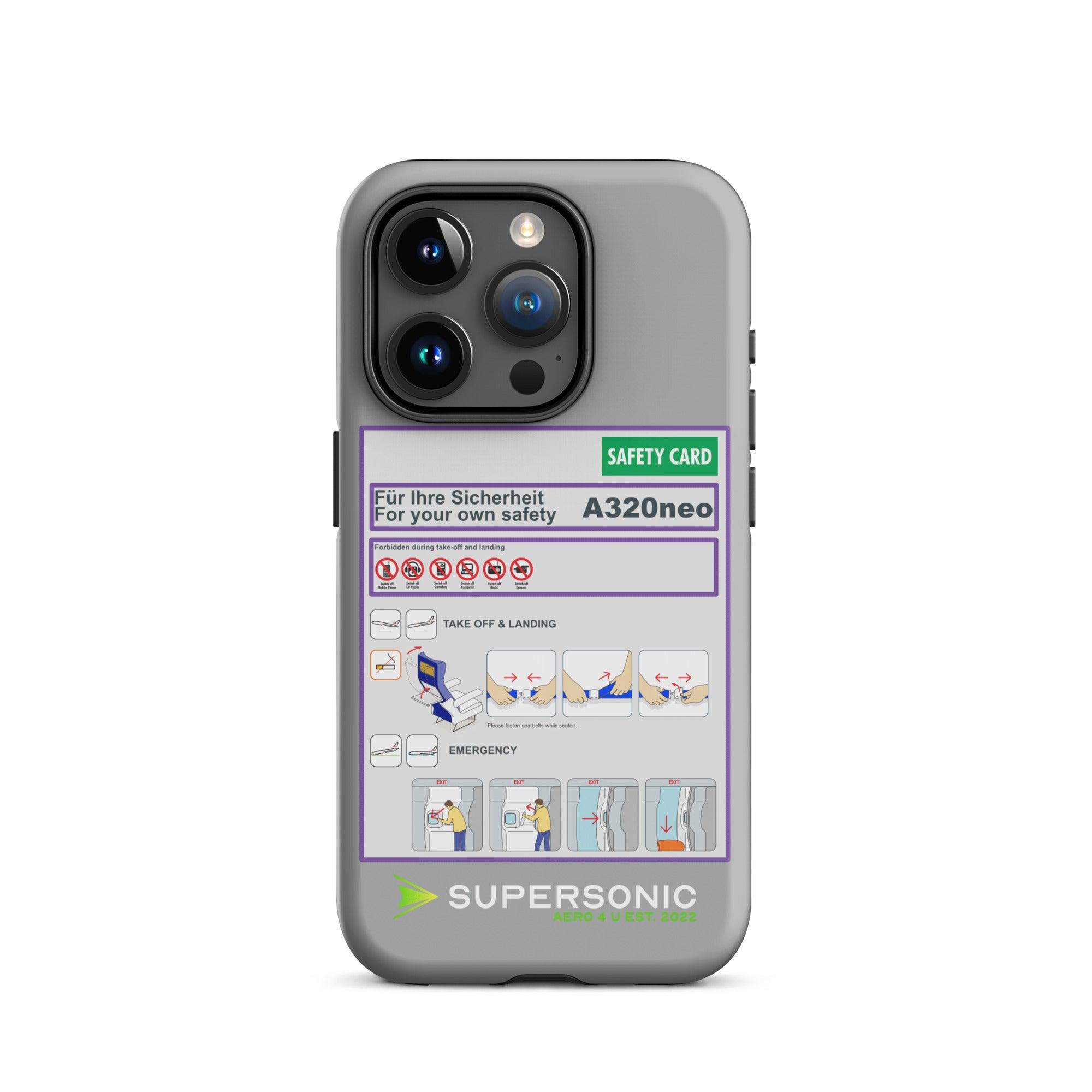 Aviation FIRST CLASS iPhone Hülle - Safety Card Edition | Aviation Safety Case iPhone 15 Pro für Piloten, Crews, Kinder & Planespotter made by SUPERSONIC aero 4U