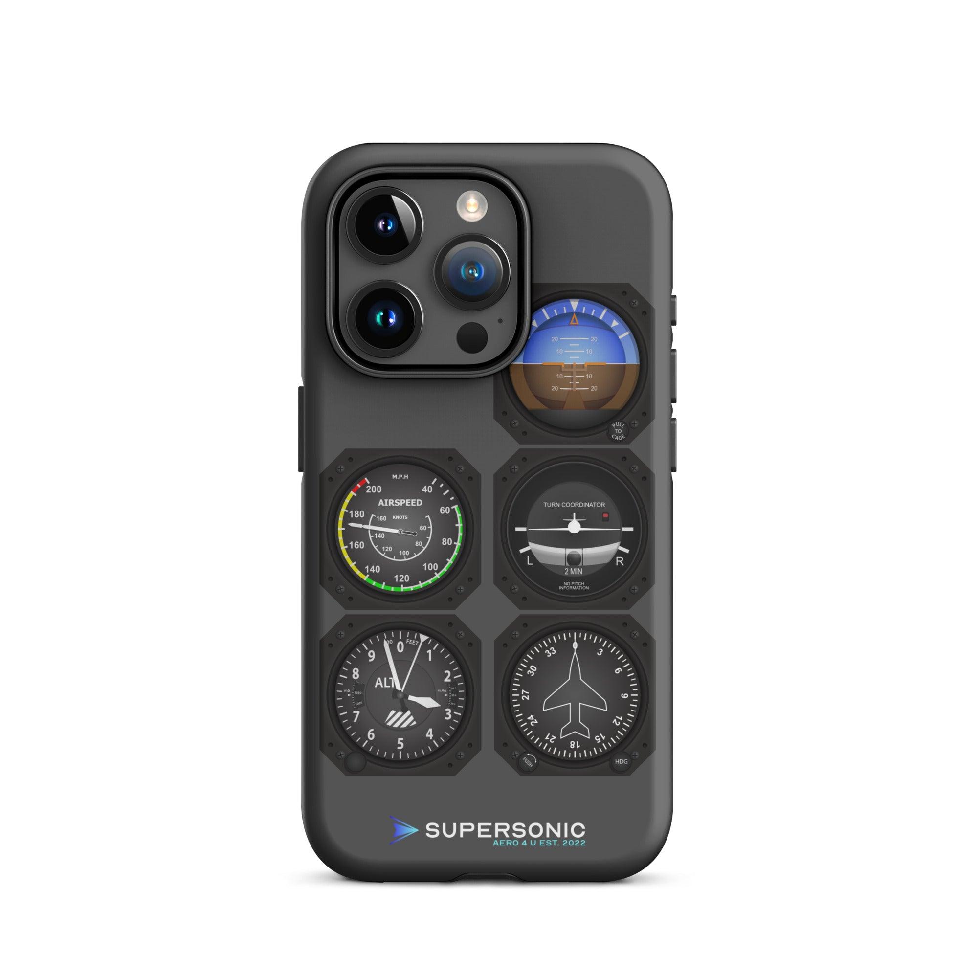 Aviation FIRST CLASS iPhone Schutzhülle - Flight Instruments Edition | Premium Aviation Case iPhone 15 Pro für Piloten, Crews, Kinder & Planespotter made by SUPERSONIC aero 4U