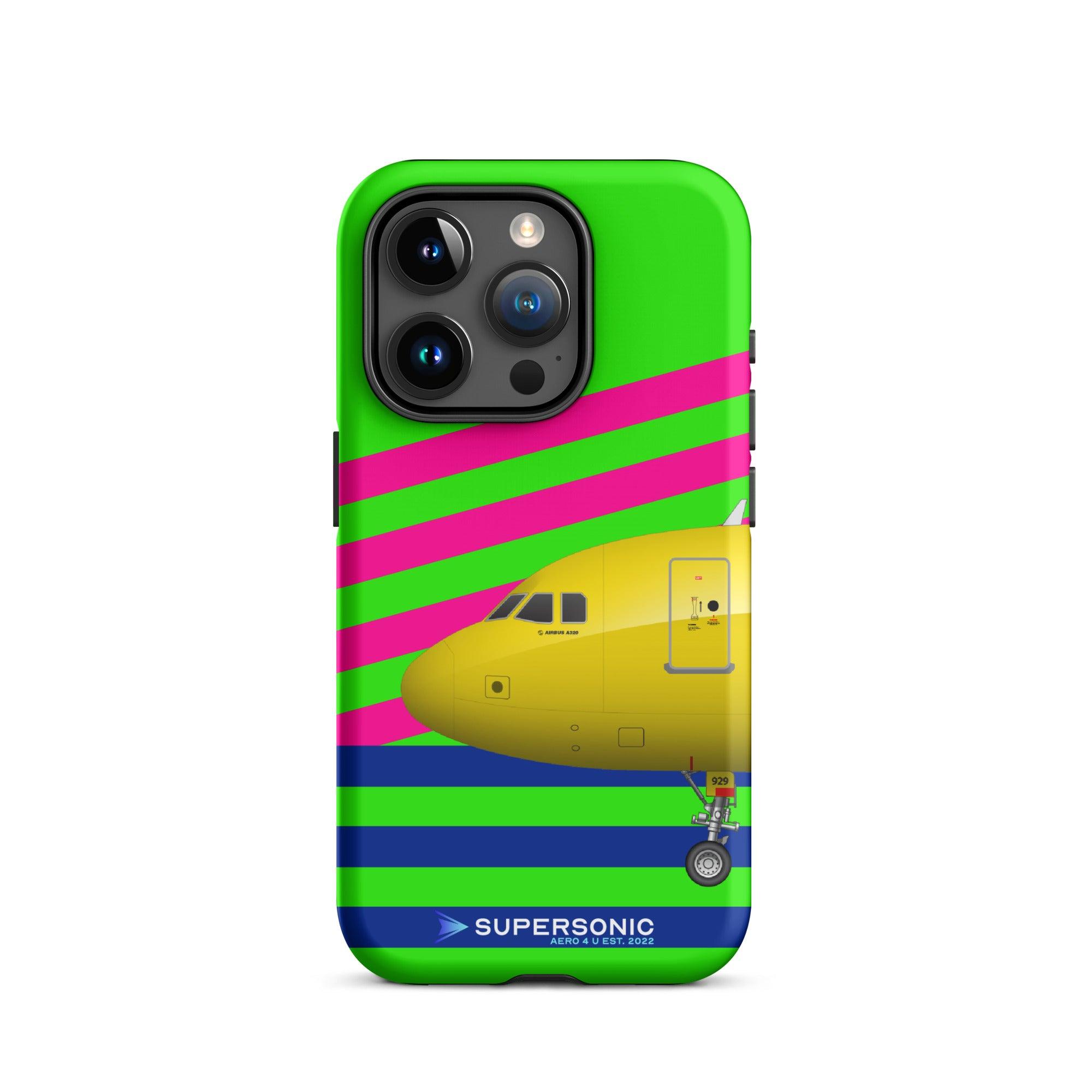 Aviation FIRST CLASS iPhone Schutzhülle - Airbus A320 Edition bunt | Premium Aviation Case iPhone 15 Pro für Piloten, Crews, Kinder & Planespotter made by SUPERSONIC aero 4U