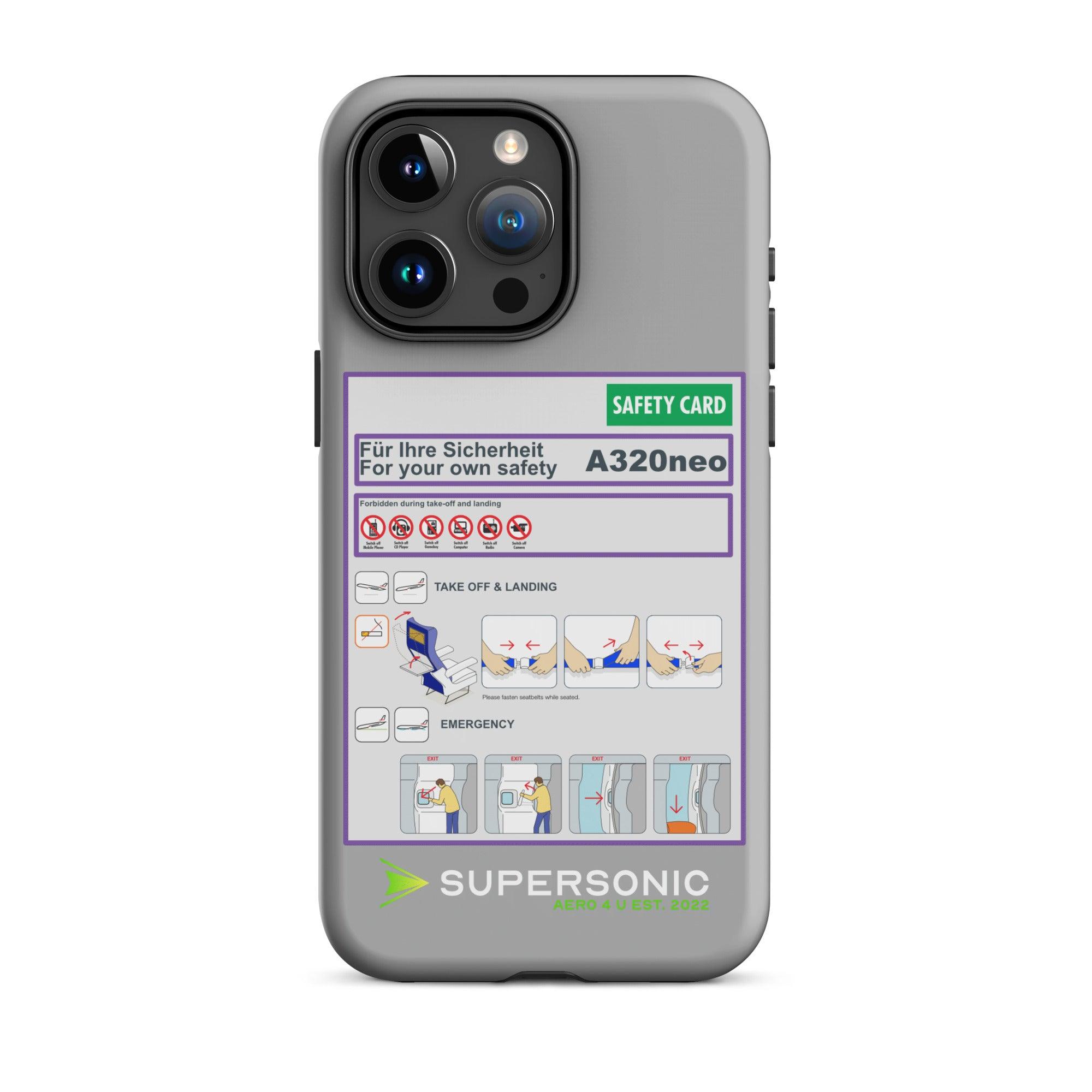 Aviation FIRST CLASS iPhone Hülle - Safety Card Edition | Aviation Safety Case iPhone 15 Pro Max für Piloten, Crews, Kinder & Planespotter made by SUPERSONIC aero 4U