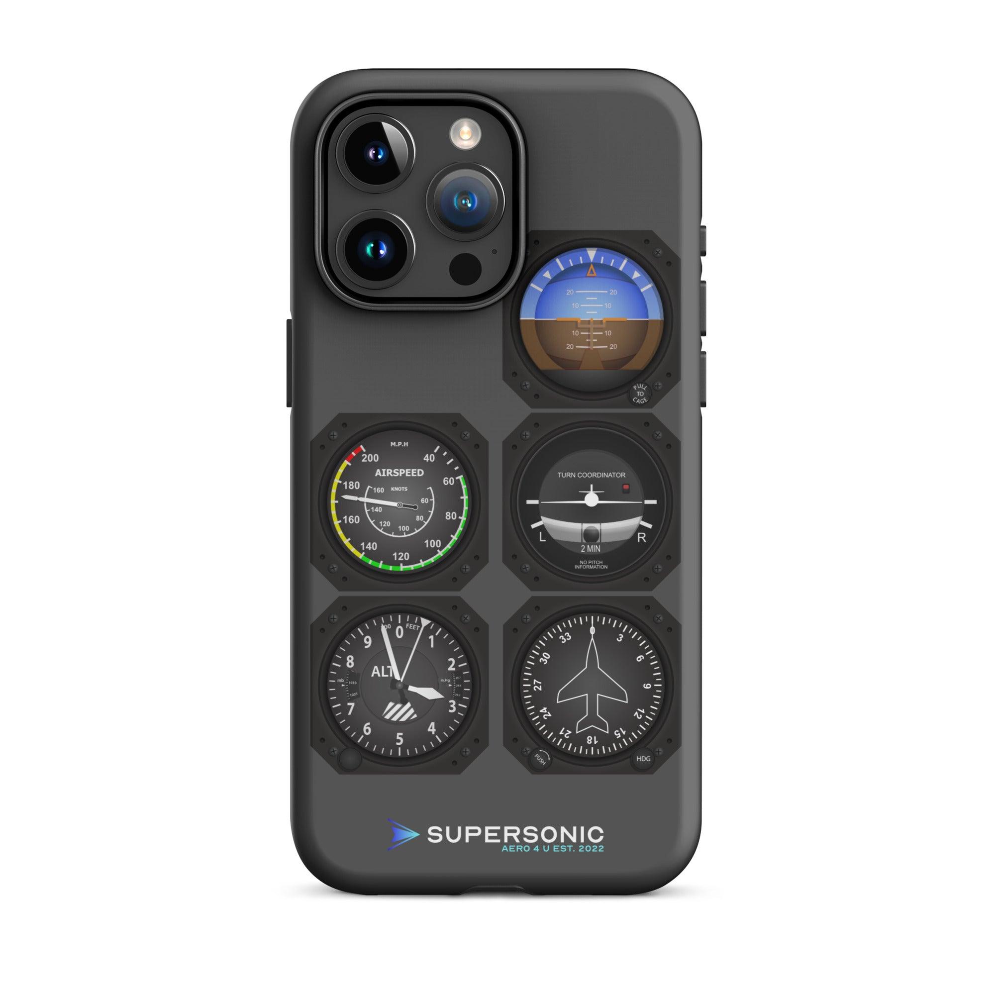 Aviation FIRST CLASS iPhone Schutzhülle - Flight Instruments Edition | Premium Aviation Case iPhone 15 Pro Max für Piloten, Crews, Kinder & Planespotter made by SUPERSONIC aero 4U