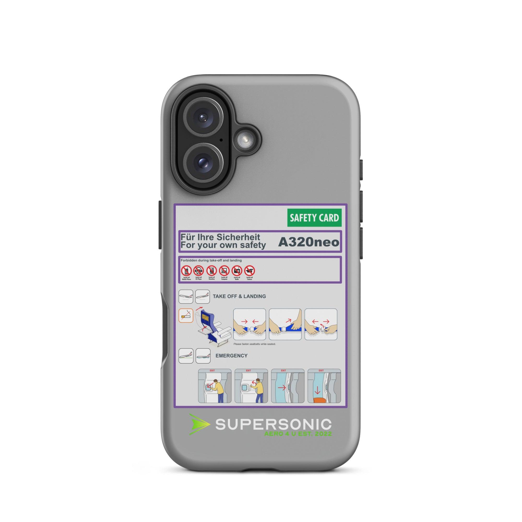 Aviation FIRST CLASS iPhone Hülle - Safety Card Edition | Aviation Safety Case iPhone 16 für Piloten, Crews, Kinder & Planespotter made by SUPERSONIC aero 4U