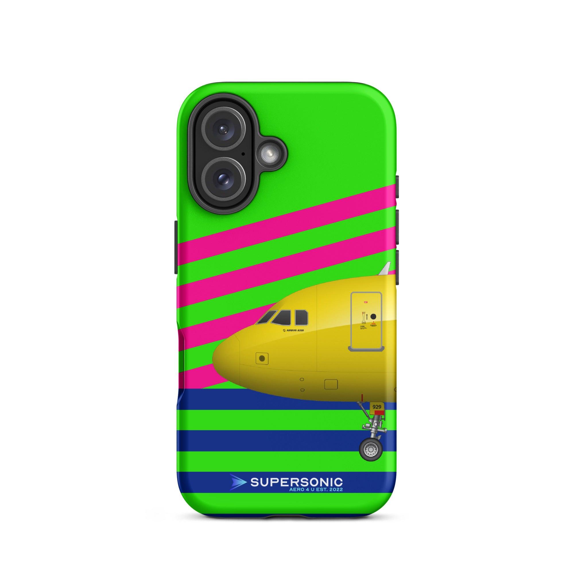 Aviation FIRST CLASS iPhone Schutzhülle - Airbus A320 Edition bunt | Premium Aviation Case iPhone 16 für Piloten, Crews, Kinder & Planespotter made by SUPERSONIC aero 4U
