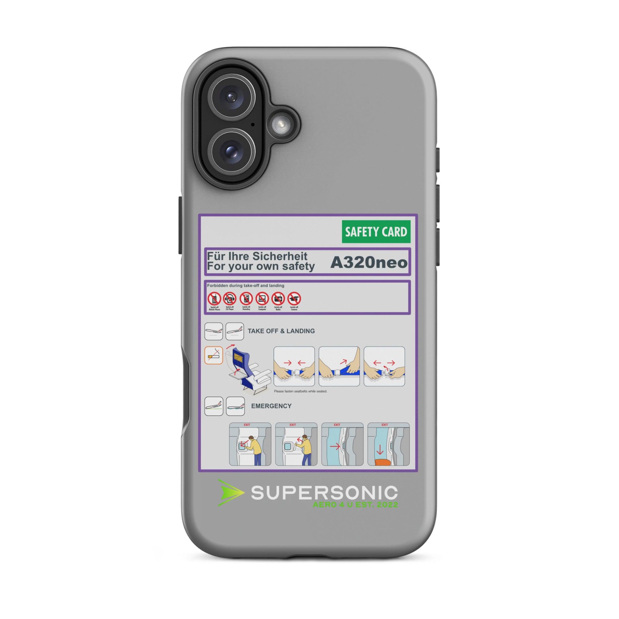 Aviation FIRST CLASS iPhone Hülle - Safety Card Edition | Aviation Safety Case iPhone 16 Plus für Piloten, Crews, Kinder & Planespotter made by SUPERSONIC aero 4U