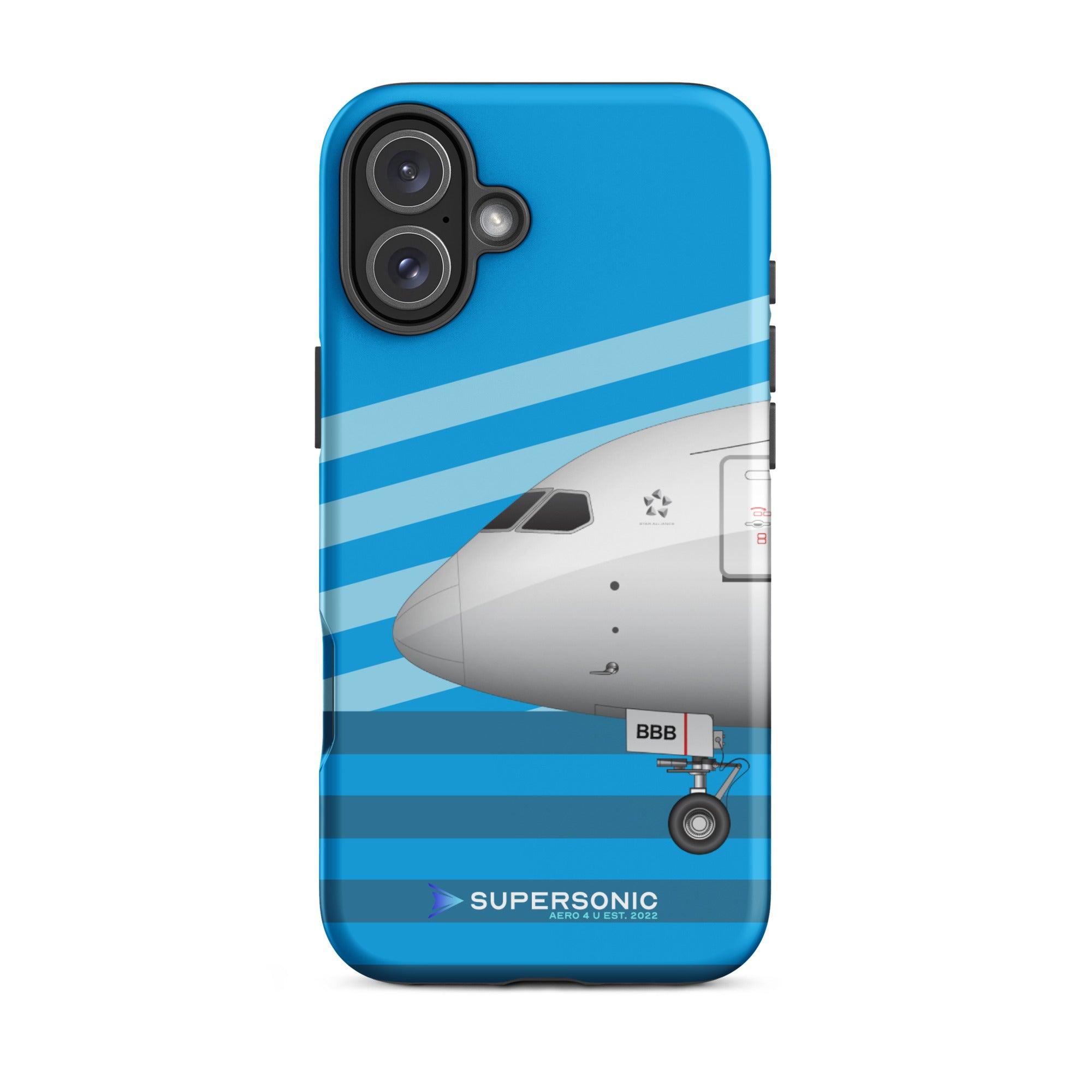Aviation FIRST CLASS iPhone Hülle - Boeing 787 Dreamliner AMS Edition | Boeinglovers iPhone 16 Plus für Piloten, Crews, Kinder & Planespotter made by SUPERSONIC aero 4U