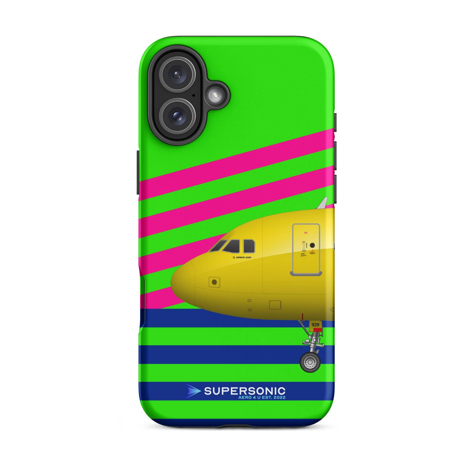 Aviation FIRST CLASS iPhone Schutzhülle - Airbus A320 Edition bunt | Premium Aviation Case iPhone 16 Plus für Piloten, Crews, Kinder & Planespotter made by SUPERSONIC aero 4U