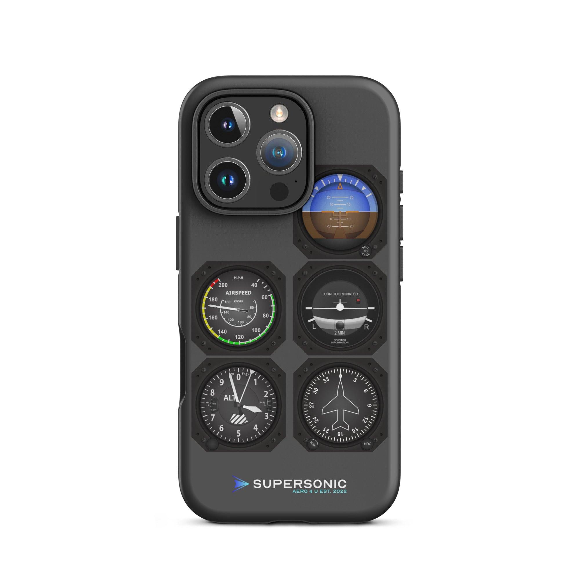 Aviation FIRST CLASS iPhone Schutzhülle - Flight Instruments Edition | Premium Aviation Case iPhone 16 Pro für Piloten, Crews, Kinder & Planespotter made by SUPERSONIC aero 4U