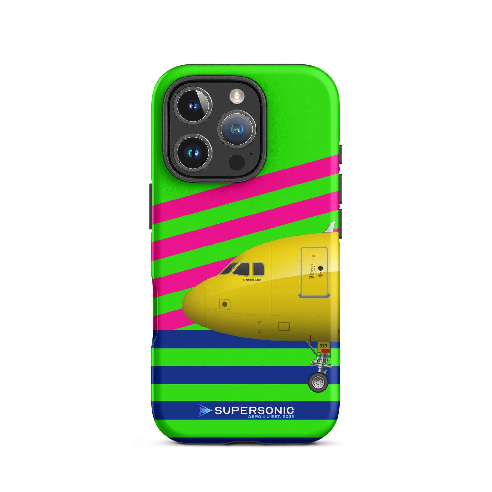 Aviation FIRST CLASS iPhone Schutzhülle - Airbus A320 Edition bunt | Premium Aviation Case iPhone 16 Pro für Piloten, Crews, Kinder & Planespotter made by SUPERSONIC aero 4U