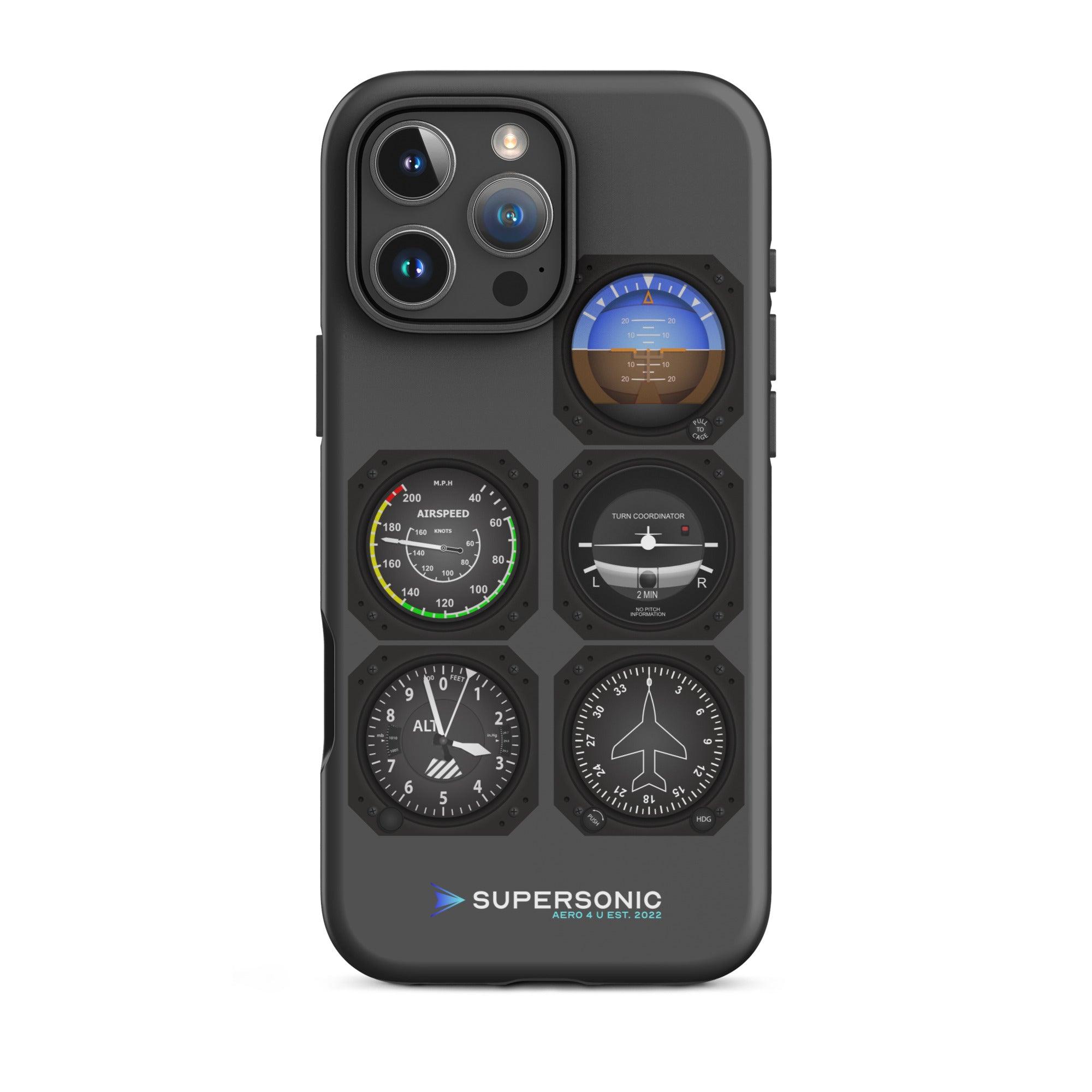 Aviation FIRST CLASS iPhone Schutzhülle - Flight Instruments Edition | Premium Aviation Case iPhone 16 Pro Max für Piloten, Crews, Kinder & Planespotter made by SUPERSONIC aero 4U