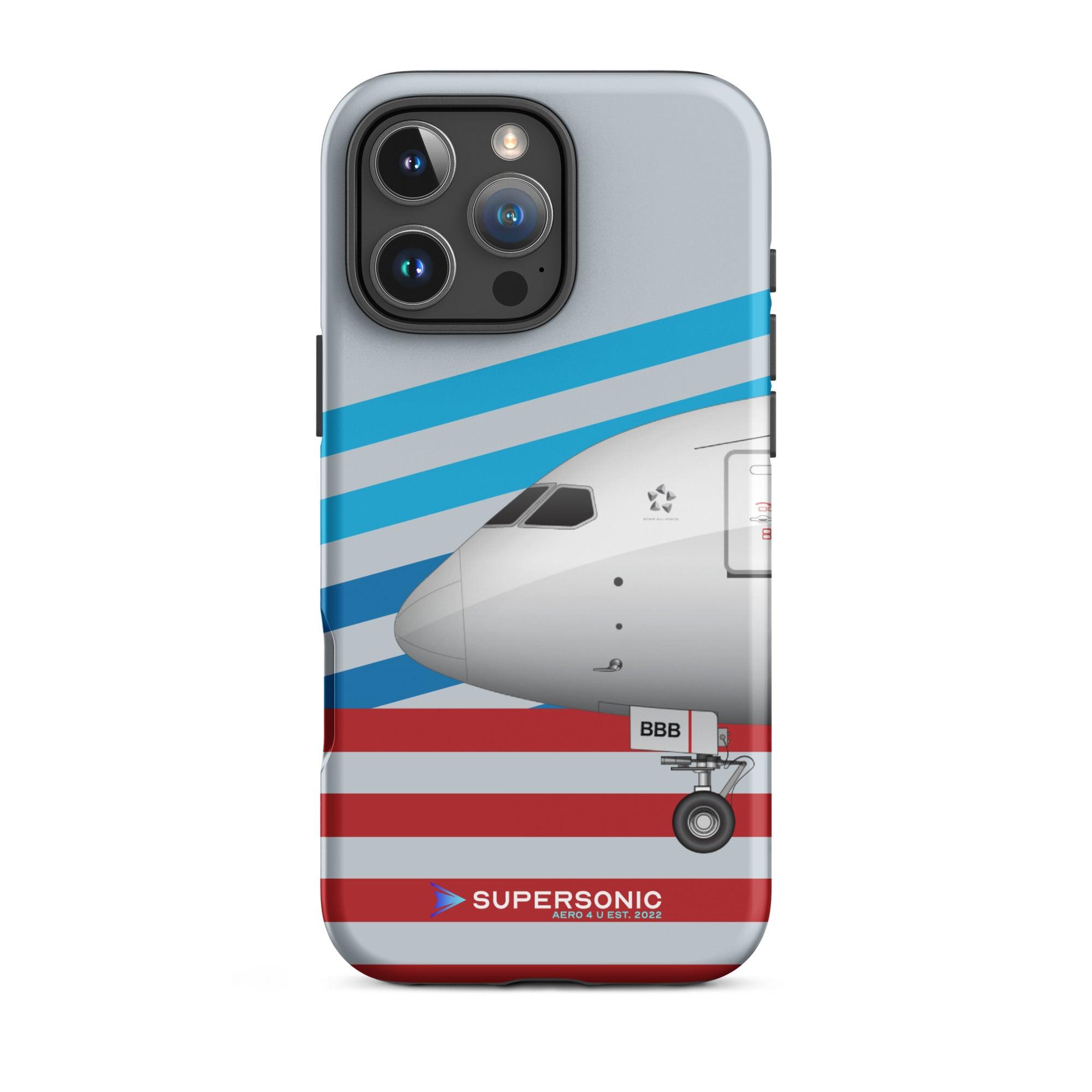 Aviation FIRST CLASS iPhone Schutzhülle - Boeing 787 USA Edition | Premium Aviation Case iPhone 16 Pro Max für Piloten, Crews, Kinder & Planespotter made by SUPERSONIC aero 4U