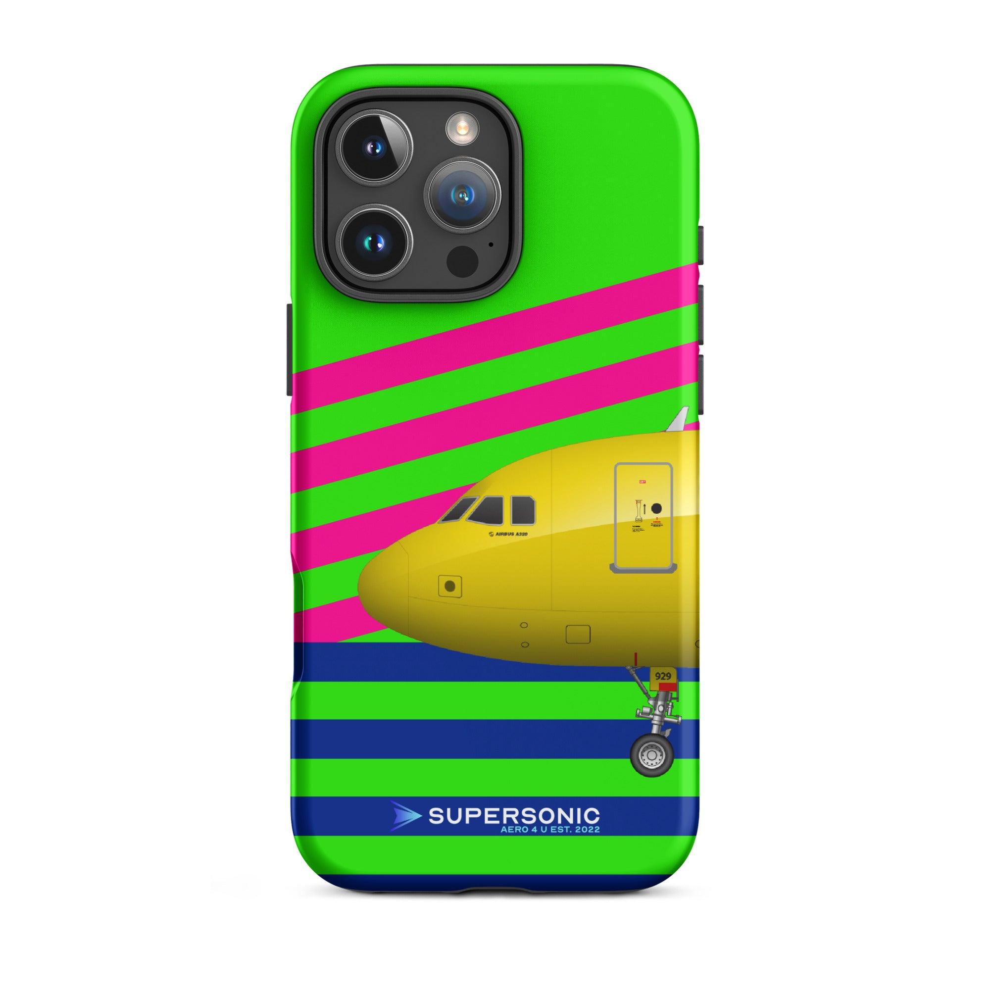 Aviation FIRST CLASS iPhone Schutzhülle - Airbus A320 Edition bunt | Premium Aviation Case iPhone 16 Pro Max für Piloten, Crews, Kinder & Planespotter made by SUPERSONIC aero 4U