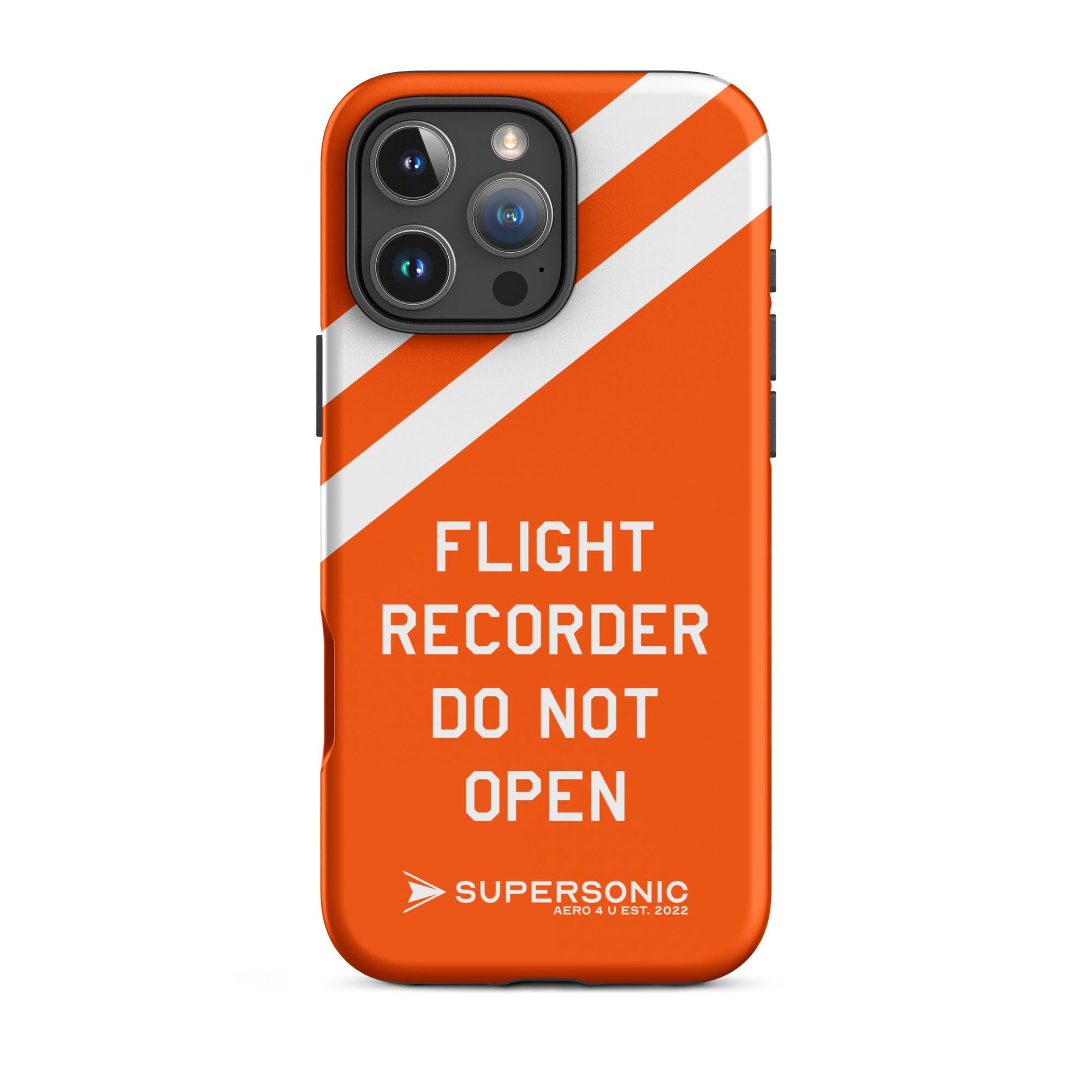 Aviation FIRST CLASS iPhone Schutzhülle - Flight Recorder Edition | Premium Aviation Case iPhone 16 Pro Max für Piloten, Crews, Kinder & Planespotter made by SUPERSONIC aero 4U