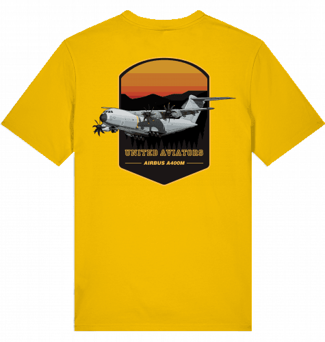 Aviation Flugzeug T-Shirt "United Aviators Airbus A400M" Military Transporter Spectra Yellow für Piloten, Crews, Kinder & Planespotter made by SUPERSONIC aero 4U