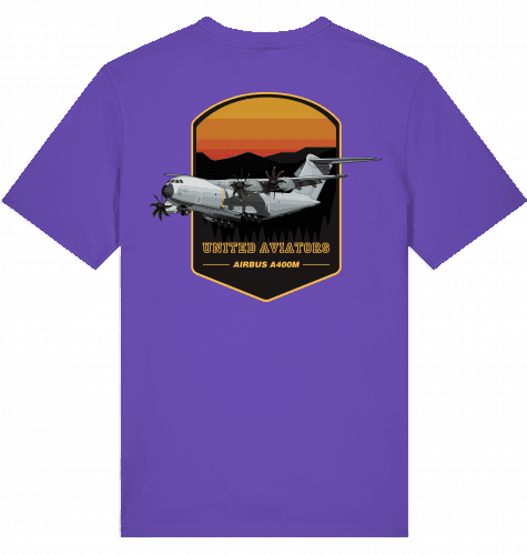Aviation Flugzeug T-Shirt "United Aviators Airbus A400M" Military Transporter Purple Love für Piloten, Crews, Kinder & Planespotter made by SUPERSONIC aero 4U