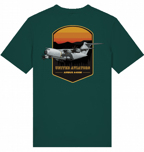 Aviation Flugzeug T-Shirt "United Aviators Airbus A400M" Military Transporter Glazed Green für Piloten, Crews, Kinder & Planespotter made by SUPERSONIC aero 4U
