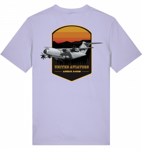 Aviation Flugzeug T-Shirt "United Aviators Airbus A400M" Military Transporter Lavender für Piloten, Crews, Kinder & Planespotter made by SUPERSONIC aero 4U