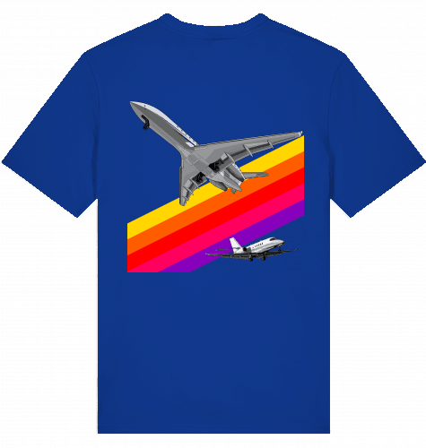 Aviation Flugzeug T-Shirt im VHS Style der 80er mit Businessjet Worker Blue für Piloten, Crews, Kinder & Planespotter made by SUPERSONIC aero 4U