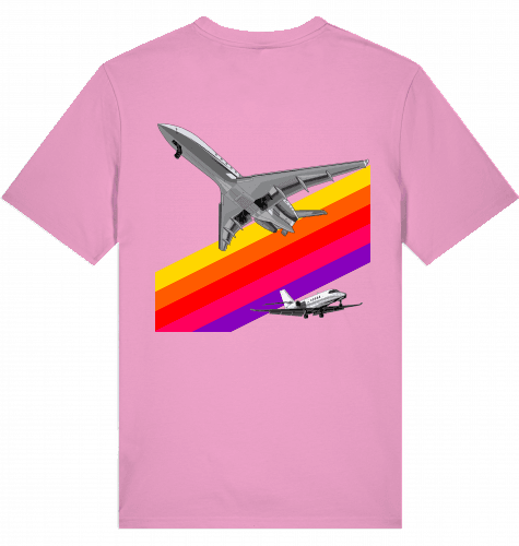 Aviation Flugzeug T-Shirt im VHS Style der 80er mit Businessjet Bubble Pink für Piloten, Crews, Kinder & Planespotter made by SUPERSONIC aero 4U