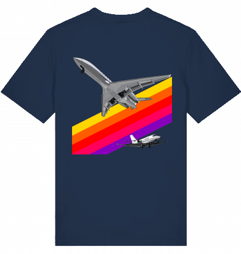 Aviation Flugzeug T-Shirt im VHS Style der 80er mit Businessjet French Navy für Piloten, Crews, Kinder & Planespotter made by SUPERSONIC aero 4U