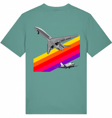 Aviation Flugzeug T-Shirt im VHS Style der 80er mit Businessjet Green Bay für Piloten, Crews, Kinder & Planespotter made by SUPERSONIC aero 4U