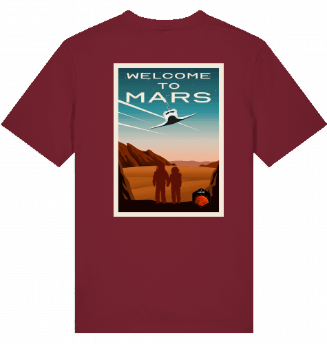 Aviation Space Exploration T-Shirt "Welcome to Mars" Burgundy für Piloten, Crews, Kinder & Planespotter made by SUPERSONIC aero 4U
