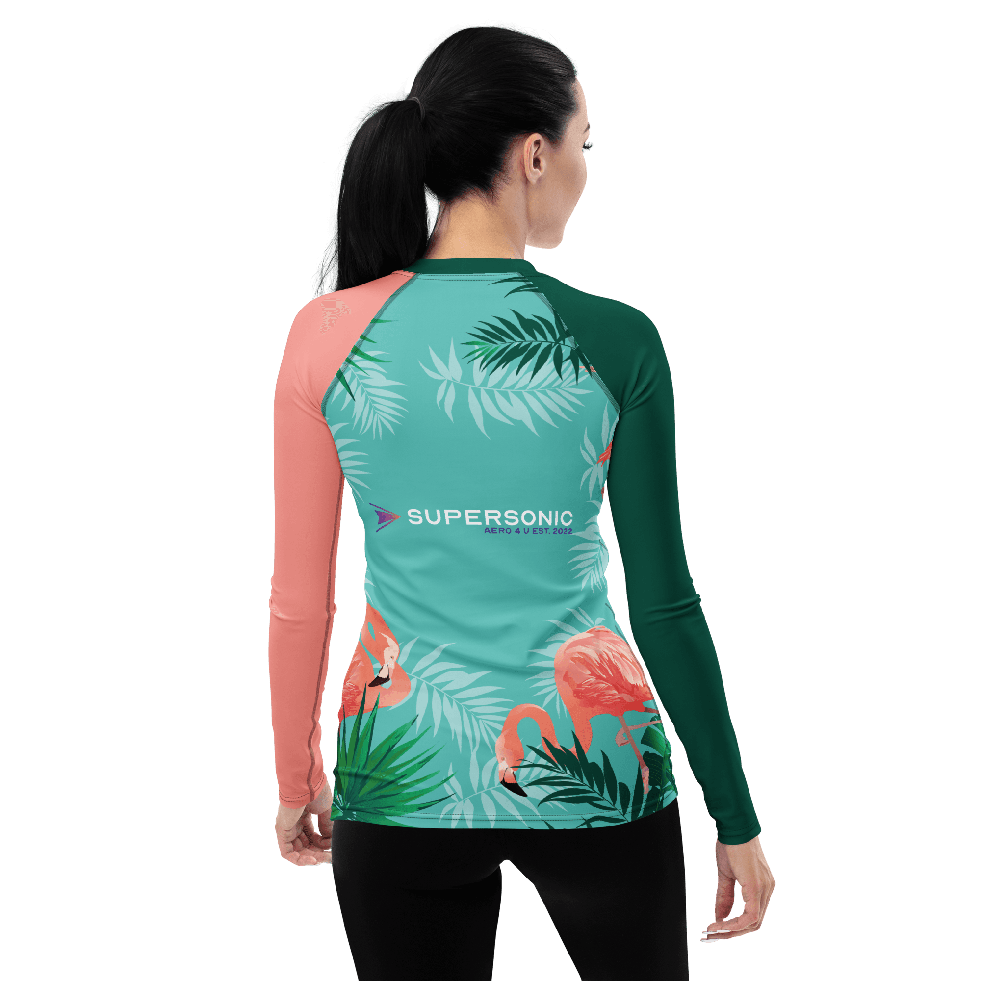 Aviation WOMEN Schwimm- & Sonnenschutz Shirt "Carribean Summer" AOP All Over Print für Piloten, Crews, Kinder & Planespotter made by SUPERSONIC aero 4U