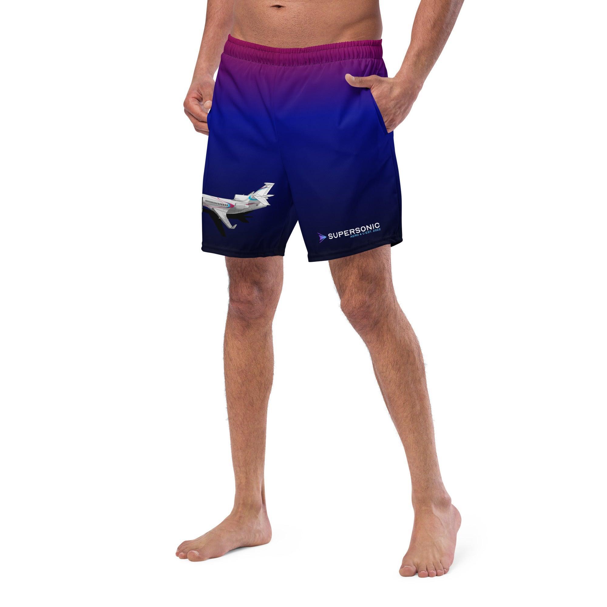 Aviation Badeshorts "Falcon Business Jet" für Piloten, Crews, Kinder & Planespotter made by SUPERSONIC aero 4U