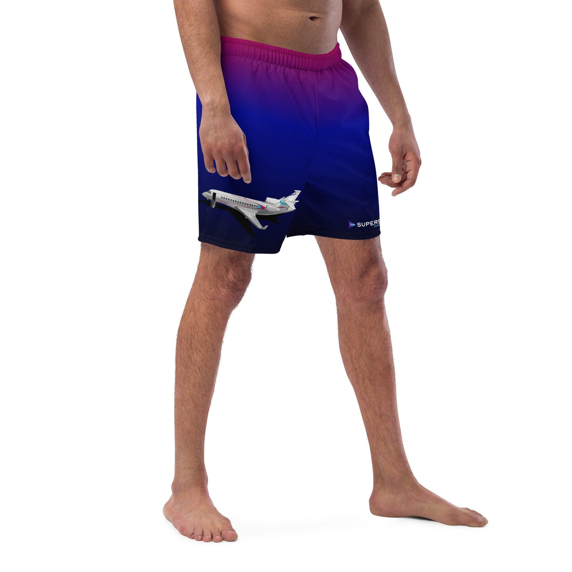 Aviation Badeshorts "Falcon Business Jet" für Piloten, Crews, Kinder & Planespotter made by SUPERSONIC aero 4U