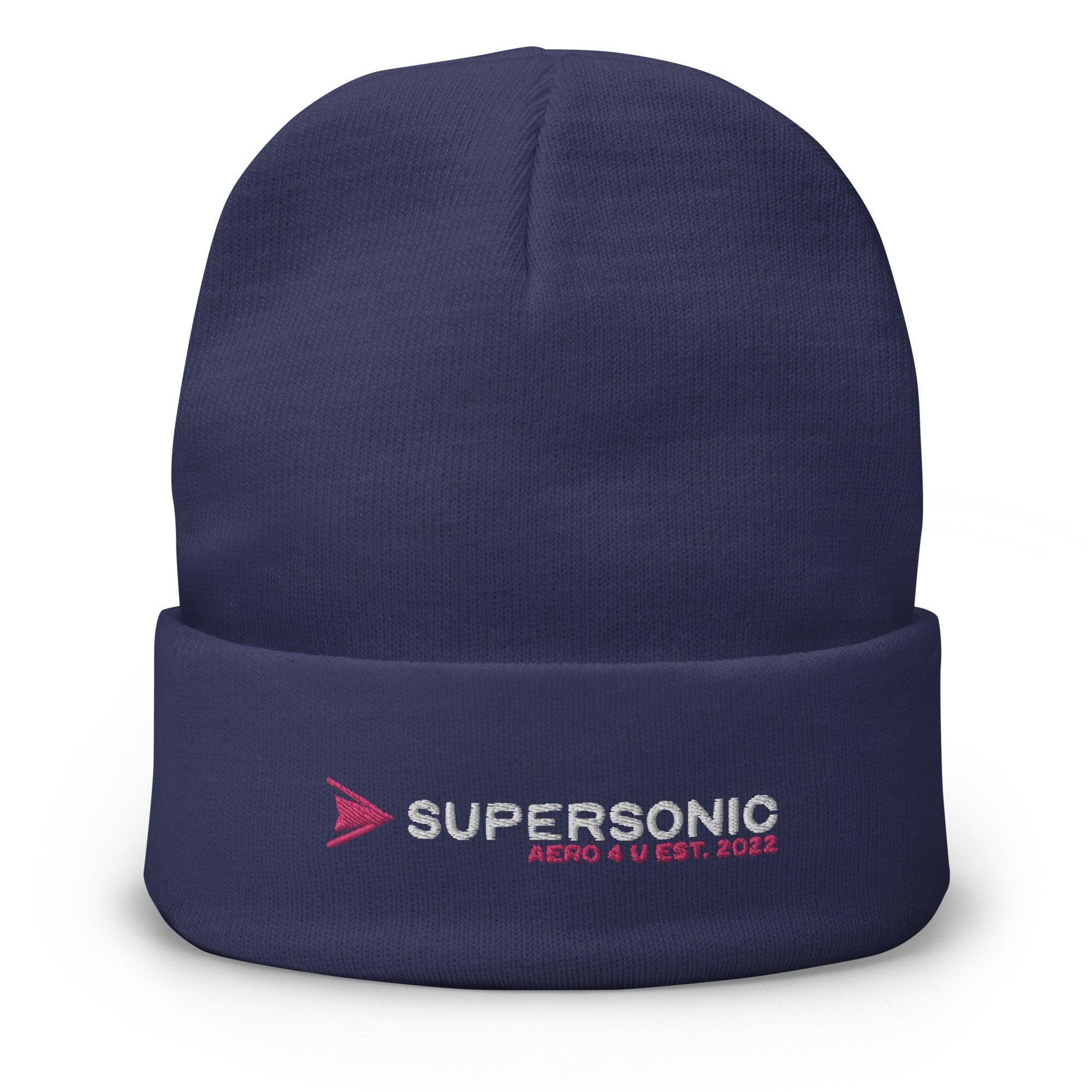 Aviation Besticktes Beanie "Supersonic" pink für Piloten, Crews, Kinder & Planespotter made by SUPERSONIC aero 4U