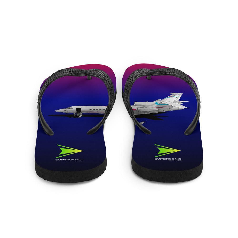 Aviation Flip-Flops "Falcon Businessjet" für Piloten, Crews, Kinder & Planespotter made by SUPERSONIC aero 4U