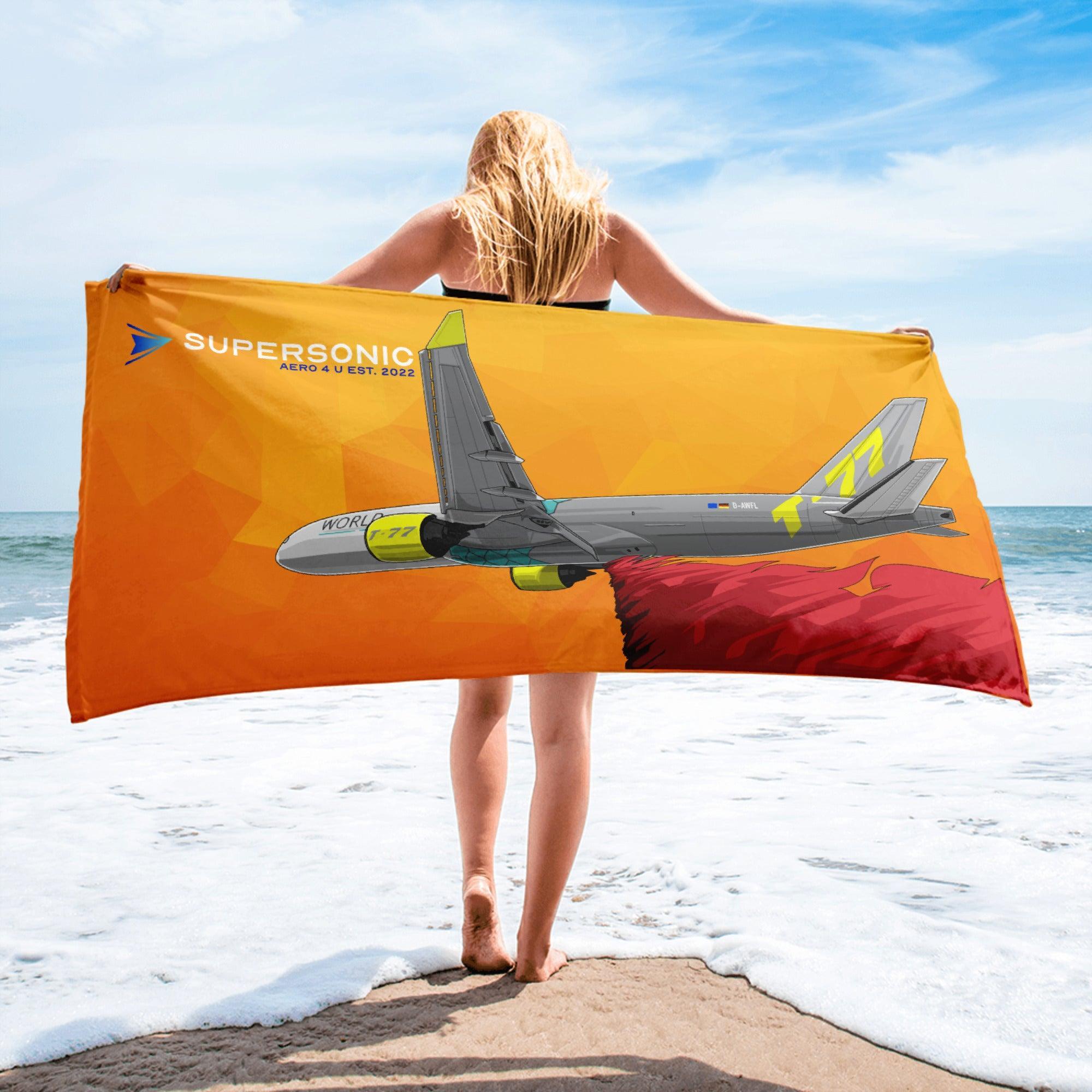 Aviation Strandtuch "B777 World Fire Liner" für Piloten, Crews, Kinder & Planespotter made by SUPERSONIC aero 4U