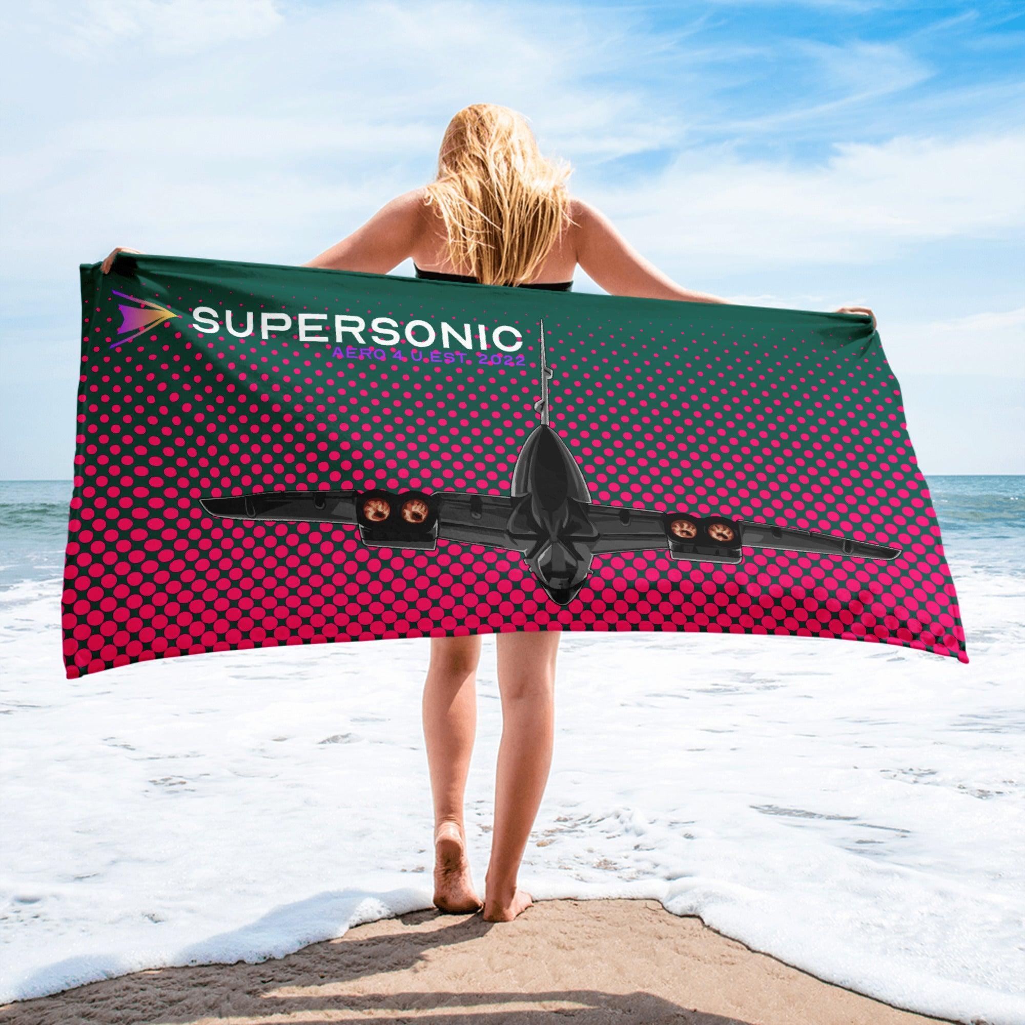 Aviation Strandtuch "Concorde Dots" green pink für Piloten, Crews, Kinder & Planespotter made by SUPERSONIC aero 4U