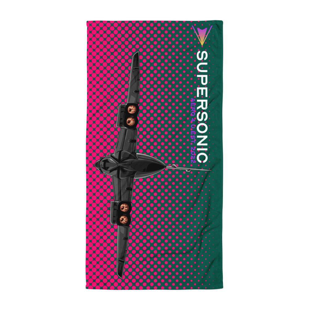 Aviation Strandtuch "Concorde Dots" green pink für Piloten, Crews, Kinder & Planespotter made by SUPERSONIC aero 4U
