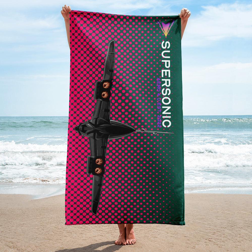 Aviation Strandtuch "Concorde Dots" green pink Default Title für Piloten, Crews, Kinder & Planespotter made by SUPERSONIC aero 4U