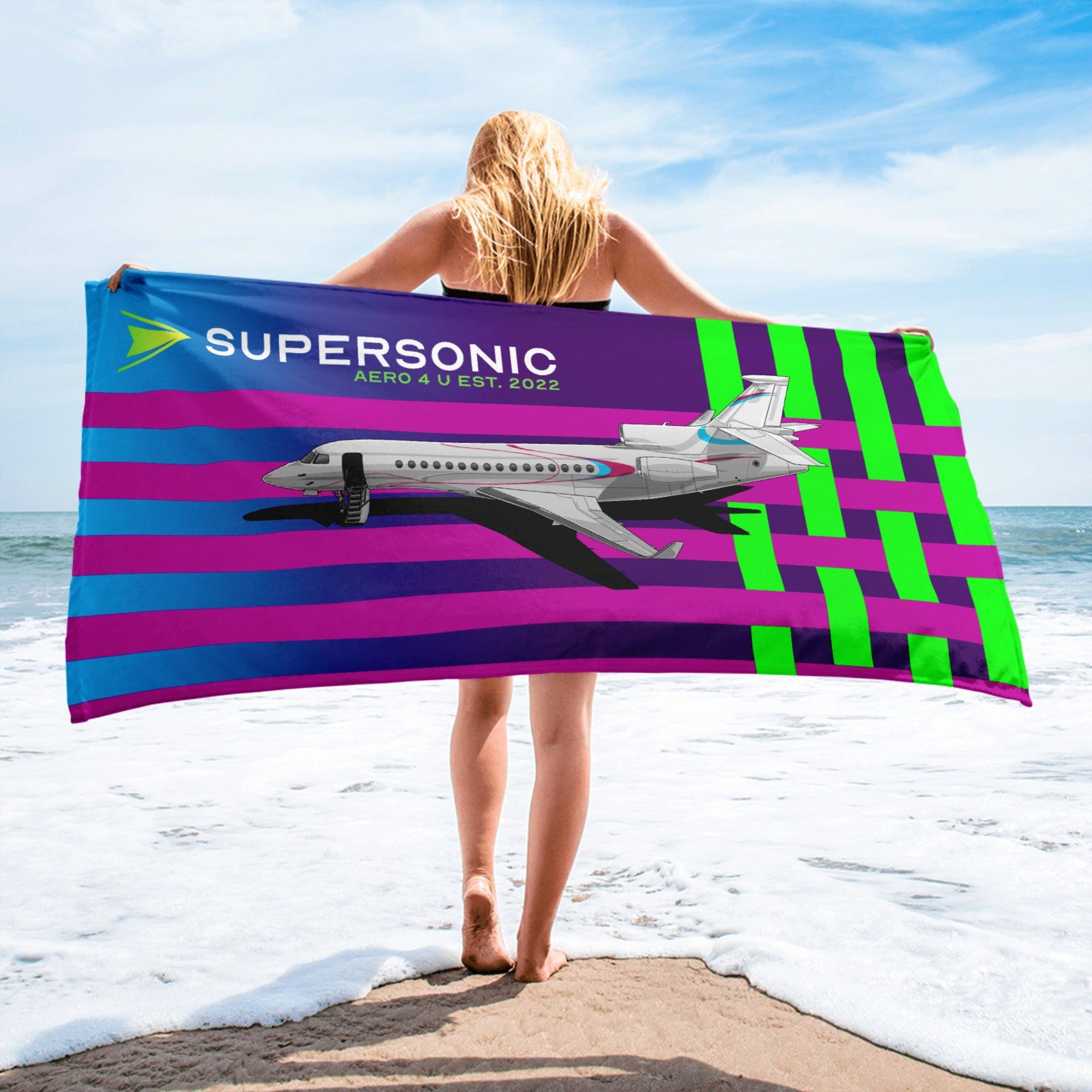 Aviation Strandtuch "Falcon 7X" für Piloten, Crews, Kinder & Planespotter made by SUPERSONIC aero 4U