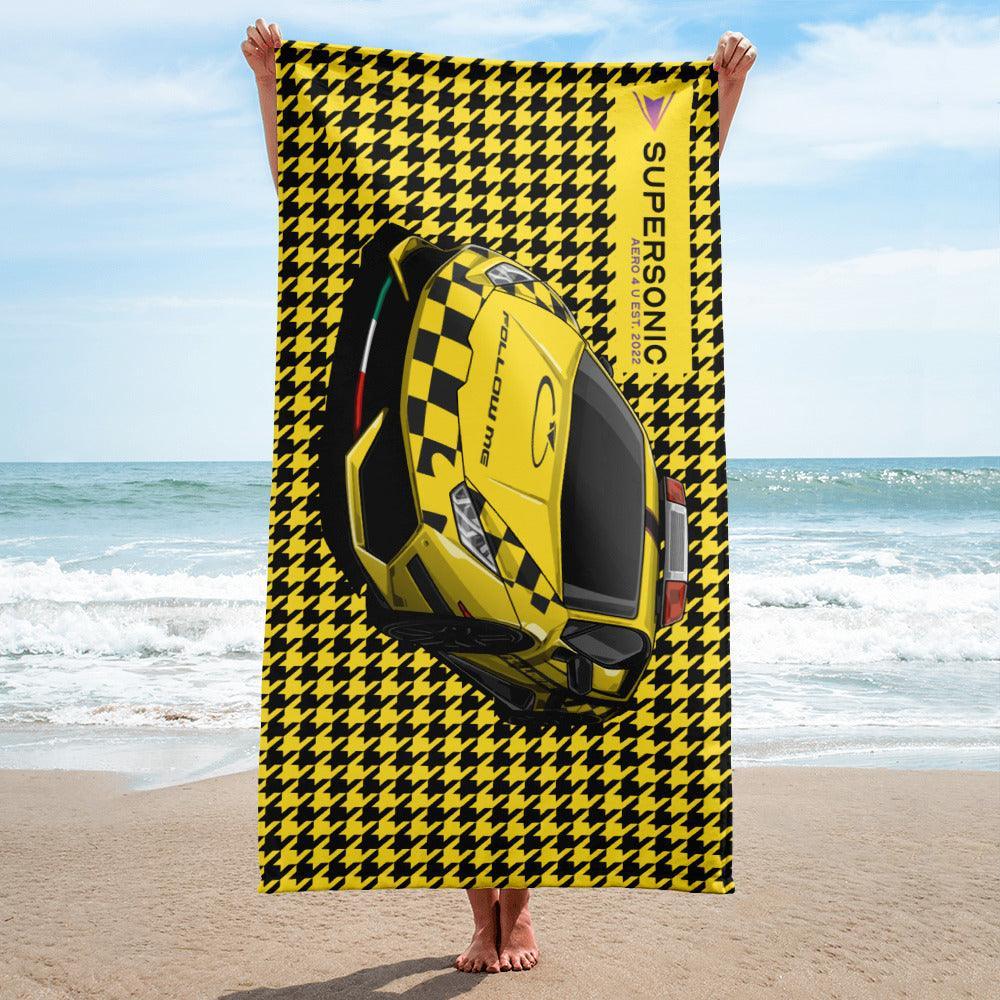 Aviation Strandtuch "Follow Me - Supercar" für Piloten, Crews, Kinder & Planespotter made by SUPERSONIC aero 4U