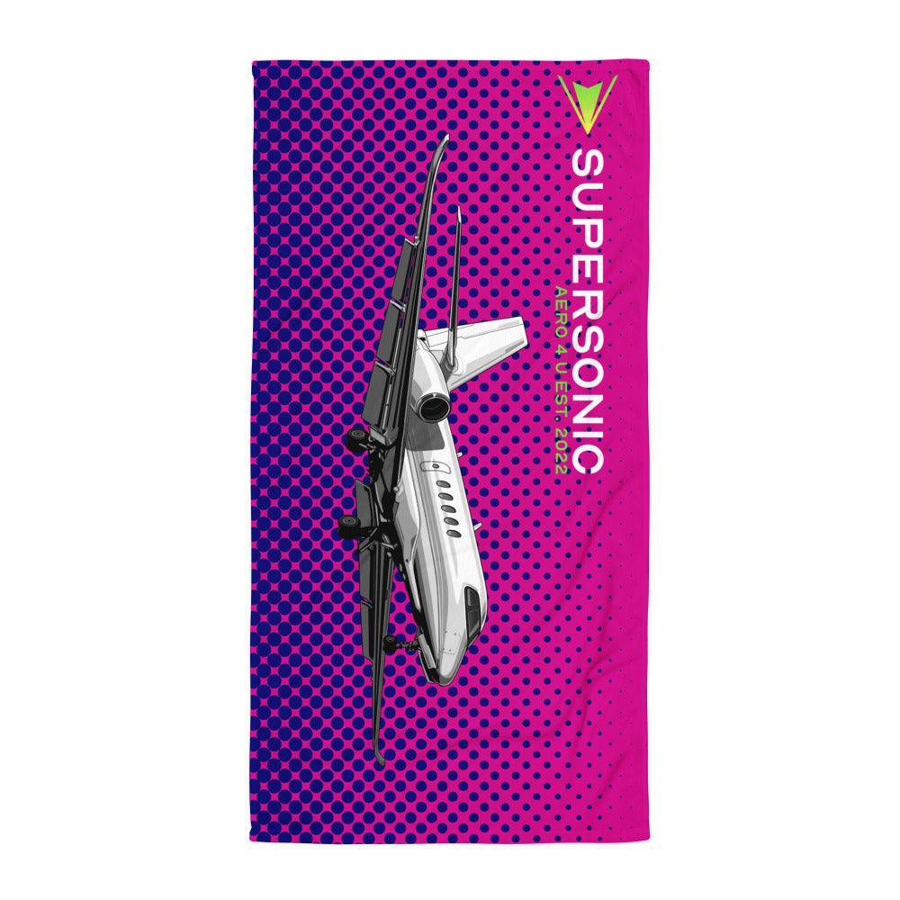 Aviation Strandtuch "Latitude Dots" pink blue für Piloten, Crews, Kinder & Planespotter made by SUPERSONIC aero 4U