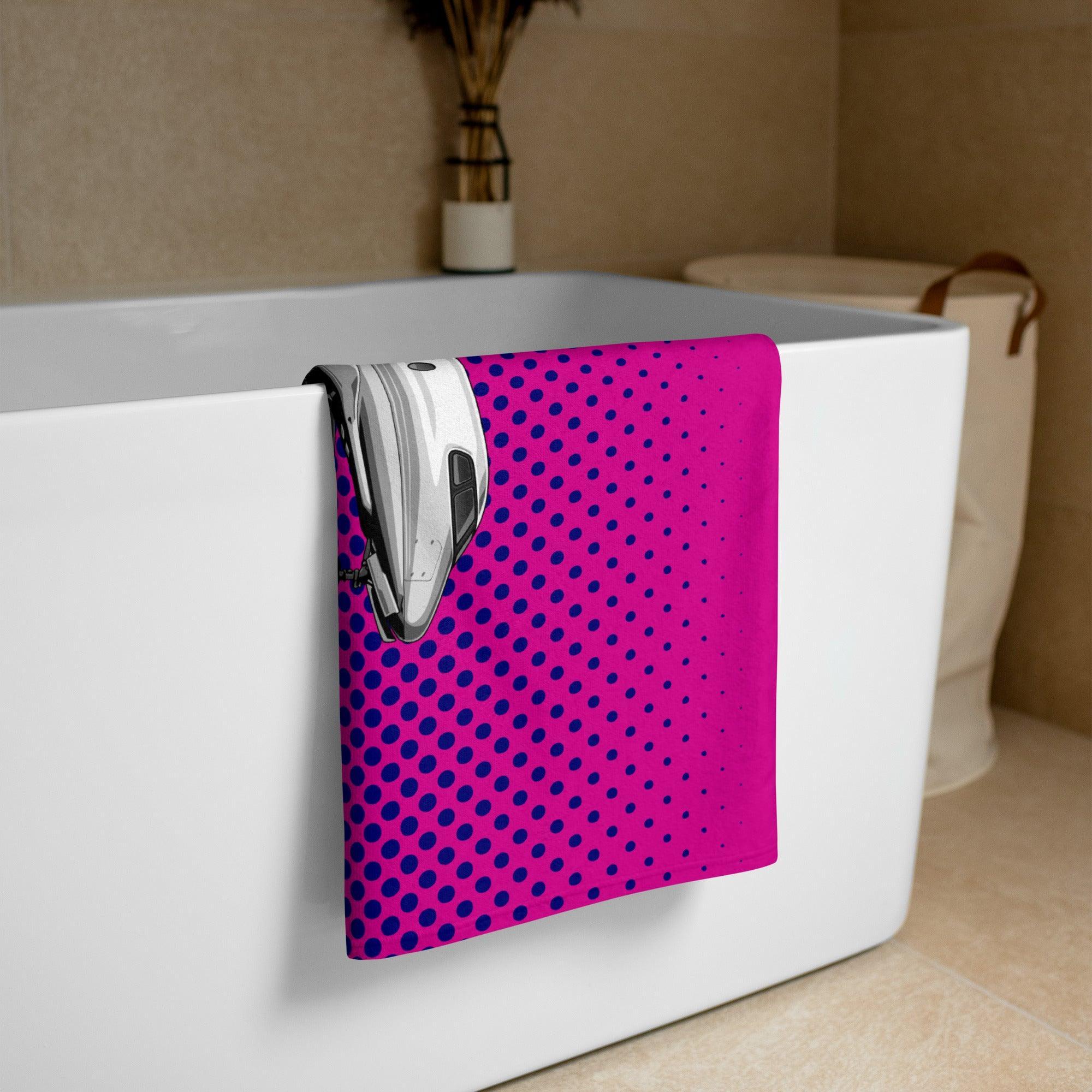 Aviation Strandtuch "Latitude Dots" pink blue für Piloten, Crews, Kinder & Planespotter made by SUPERSONIC aero 4U