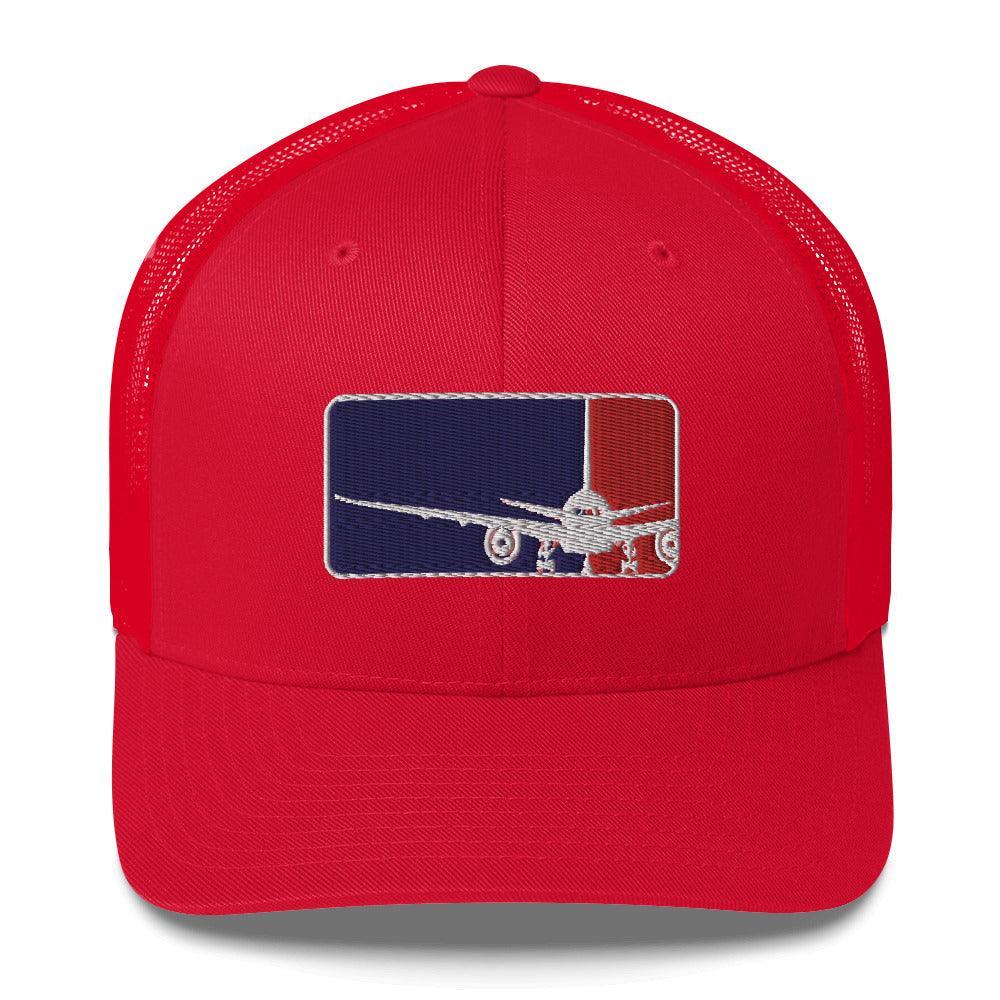 Aviation Trucker Cap "Major League Aviation - MLA" Round Cap Visor Red für Piloten, Crews, Kinder & Planespotter made by SUPERSONIC aero 4U