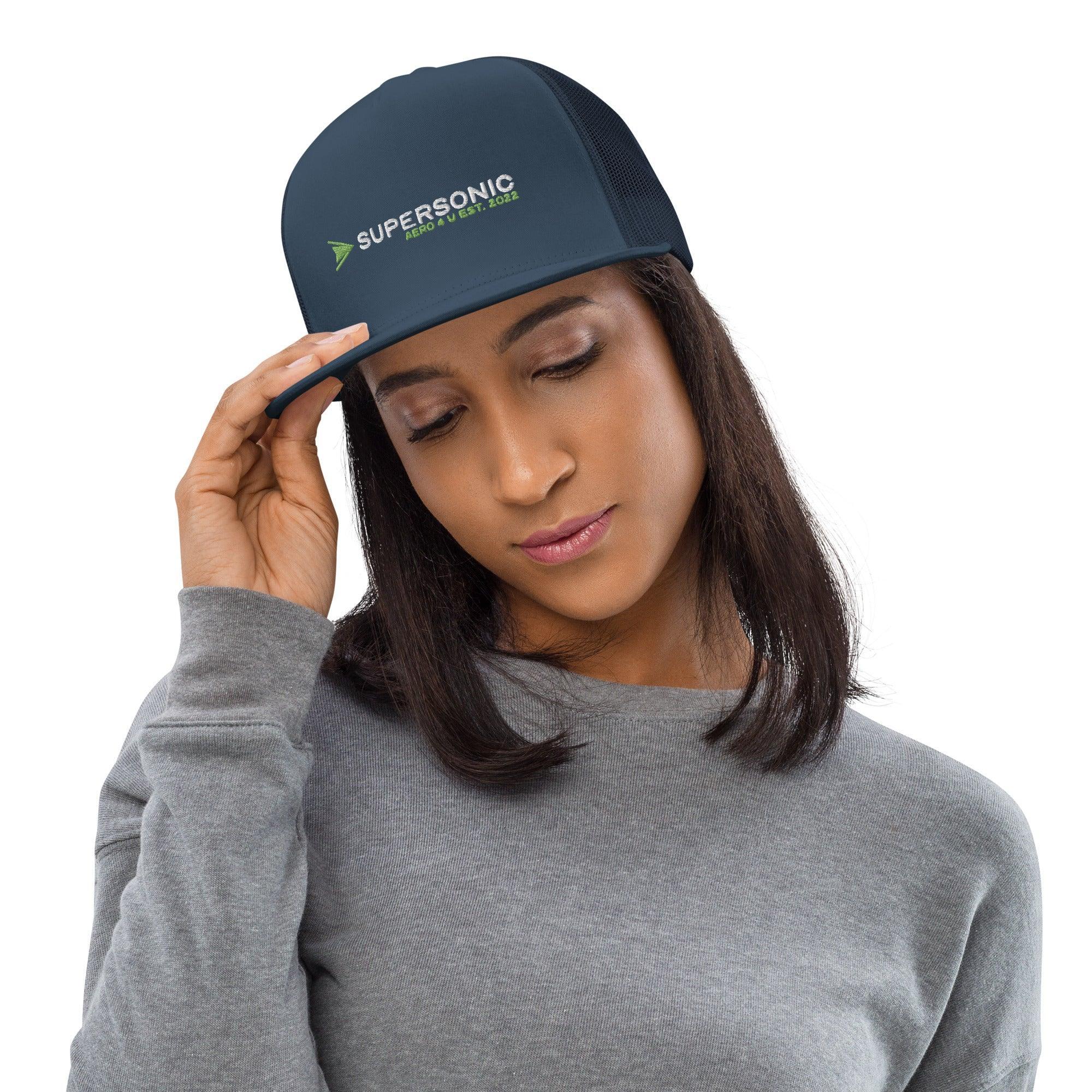 Aviation Trucker Cap "Supersonic" green Flat bill Navy für Piloten, Crews, Kinder & Planespotter made by SUPERSONIC aero 4U