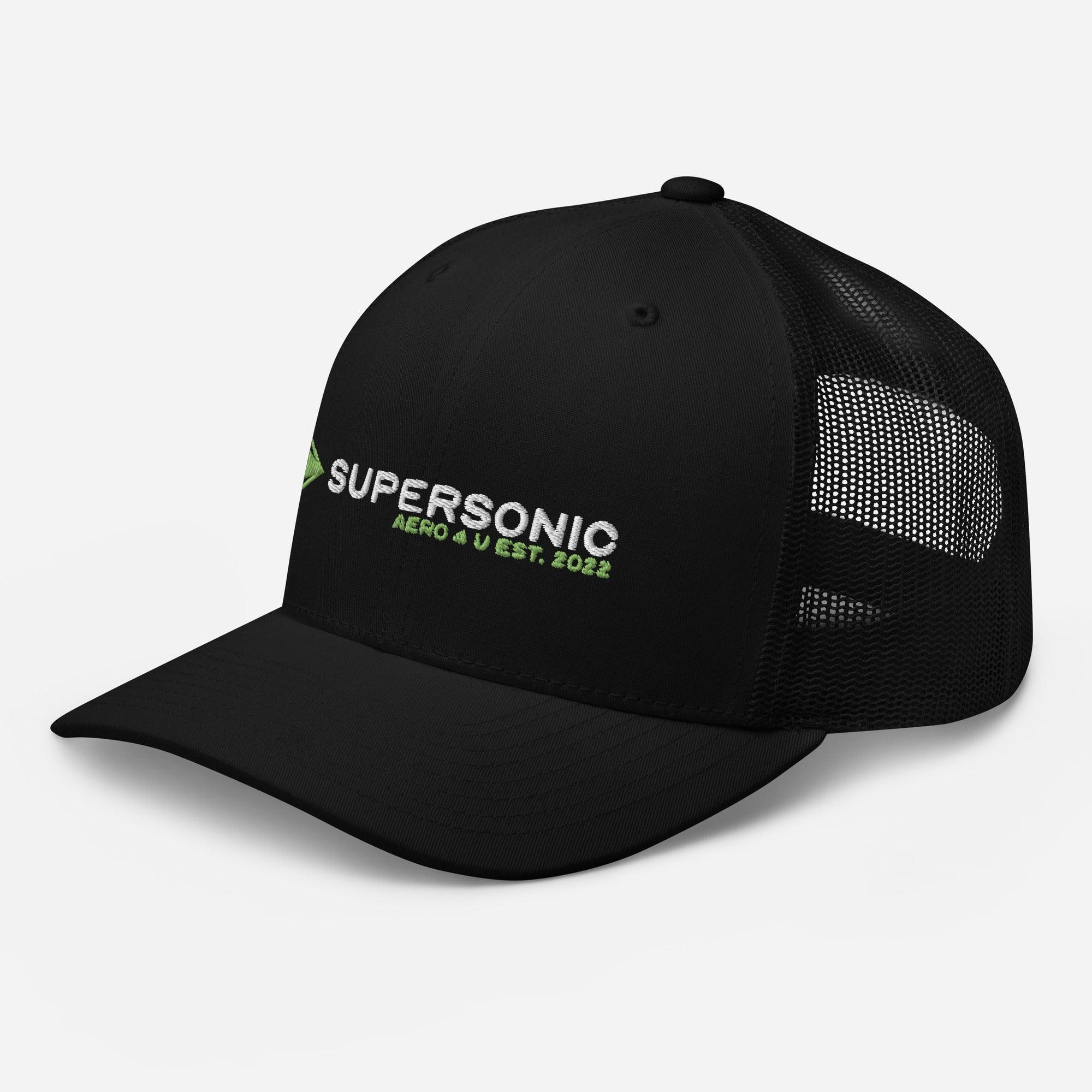 Aviation Trucker Cap "Supersonic" green Round Cap Visor für Piloten, Crews, Kinder & Planespotter made by SUPERSONIC aero 4U
