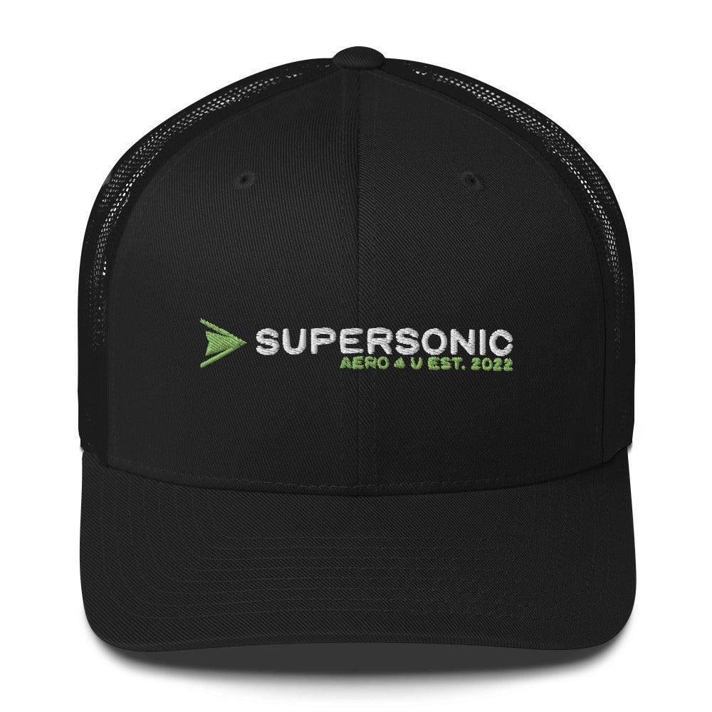 Aviation Trucker Cap "Supersonic" green Round Cap Visor Black für Piloten, Crews, Kinder & Planespotter made by SUPERSONIC aero 4U