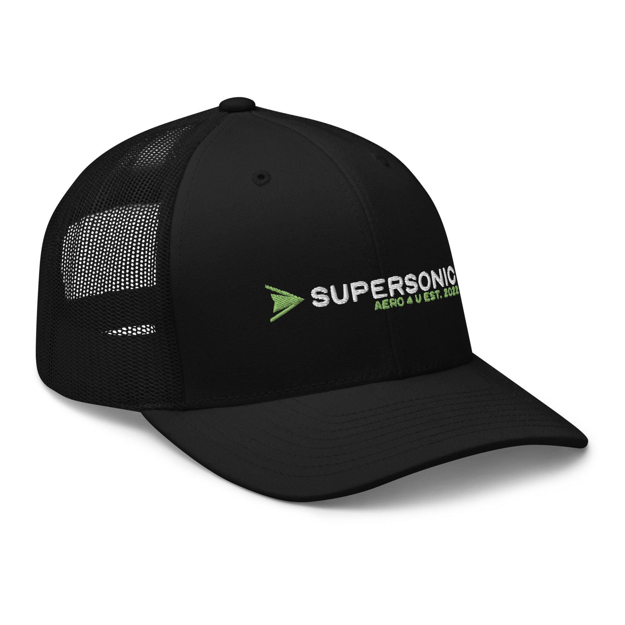 Aviation Trucker Cap "Supersonic" green Round Cap Visor für Piloten, Crews, Kinder & Planespotter made by SUPERSONIC aero 4U