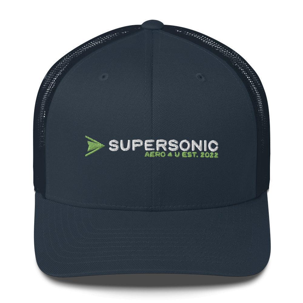 Aviation Trucker Cap "Supersonic" green Round Cap Visor Navy für Piloten, Crews, Kinder & Planespotter made by SUPERSONIC aero 4U