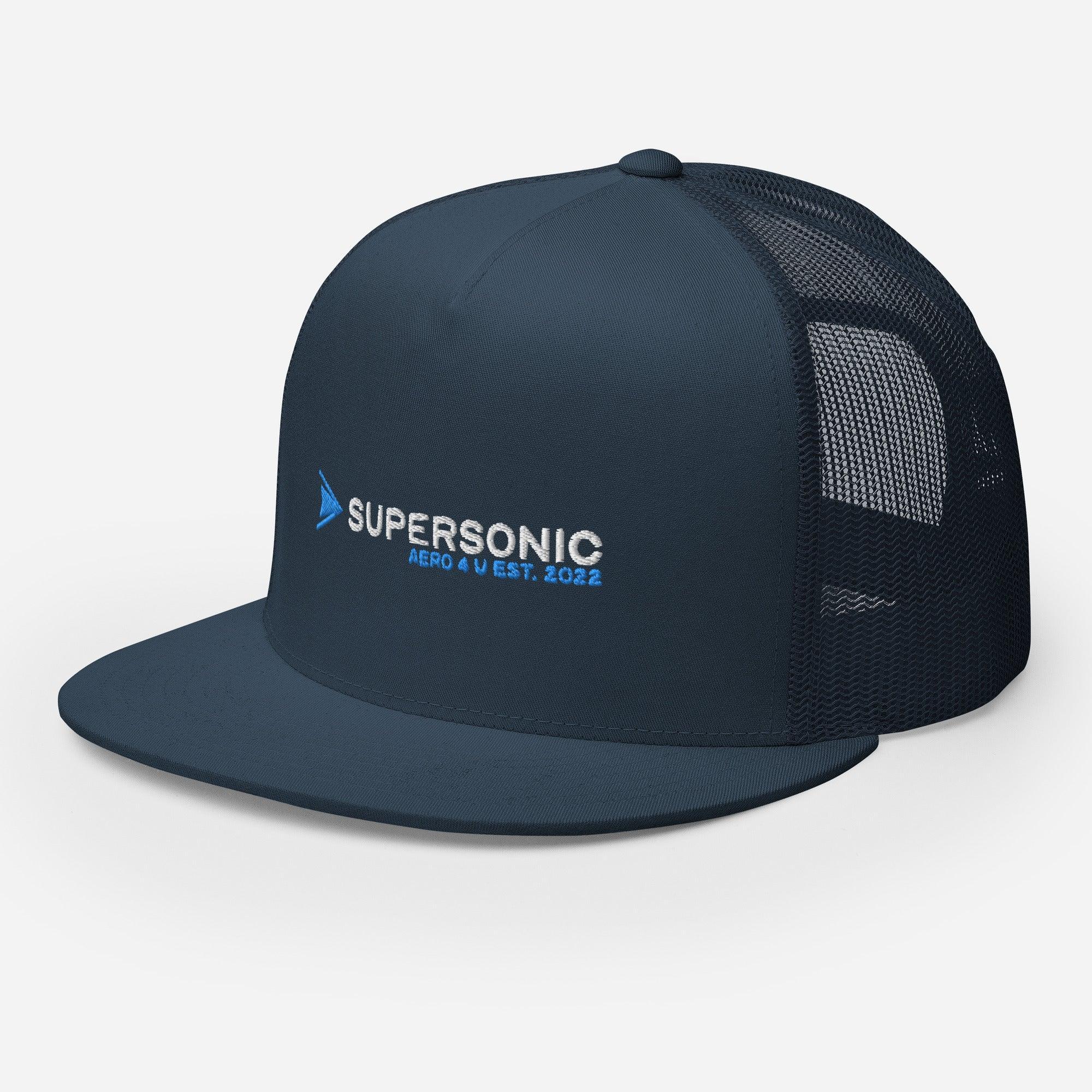 Aviation Trucker Cap "Supersonic" light blue Flat Bill für Piloten, Crews, Kinder & Planespotter made by SUPERSONIC aero 4U