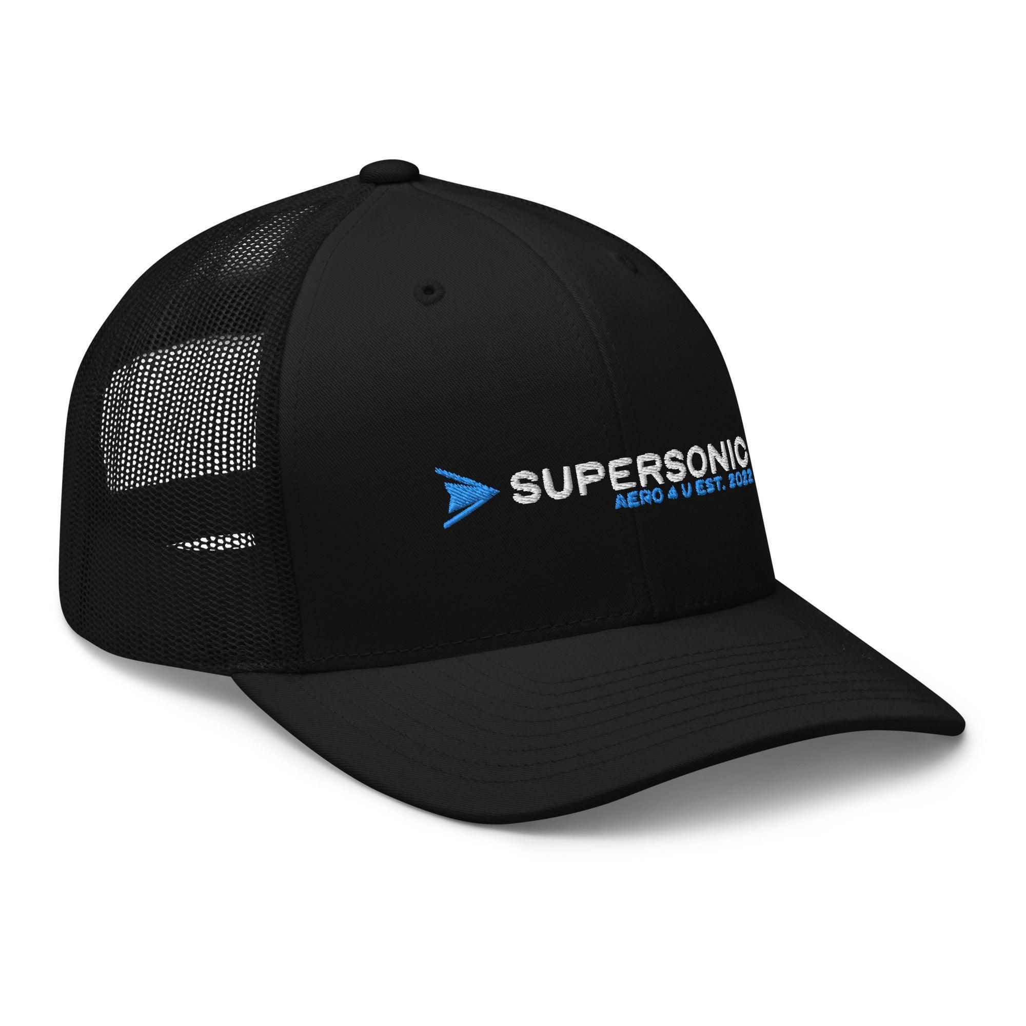Aviation Trucker Cap "Supersonic" light blue Round Cap Visor für Piloten, Crews, Kinder & Planespotter made by SUPERSONIC aero 4U